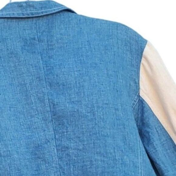 80s Pantsuit Platinum Dorothy Schoelen Light Denim Distressed Made in USA 2 4 - Picture 12 of 16